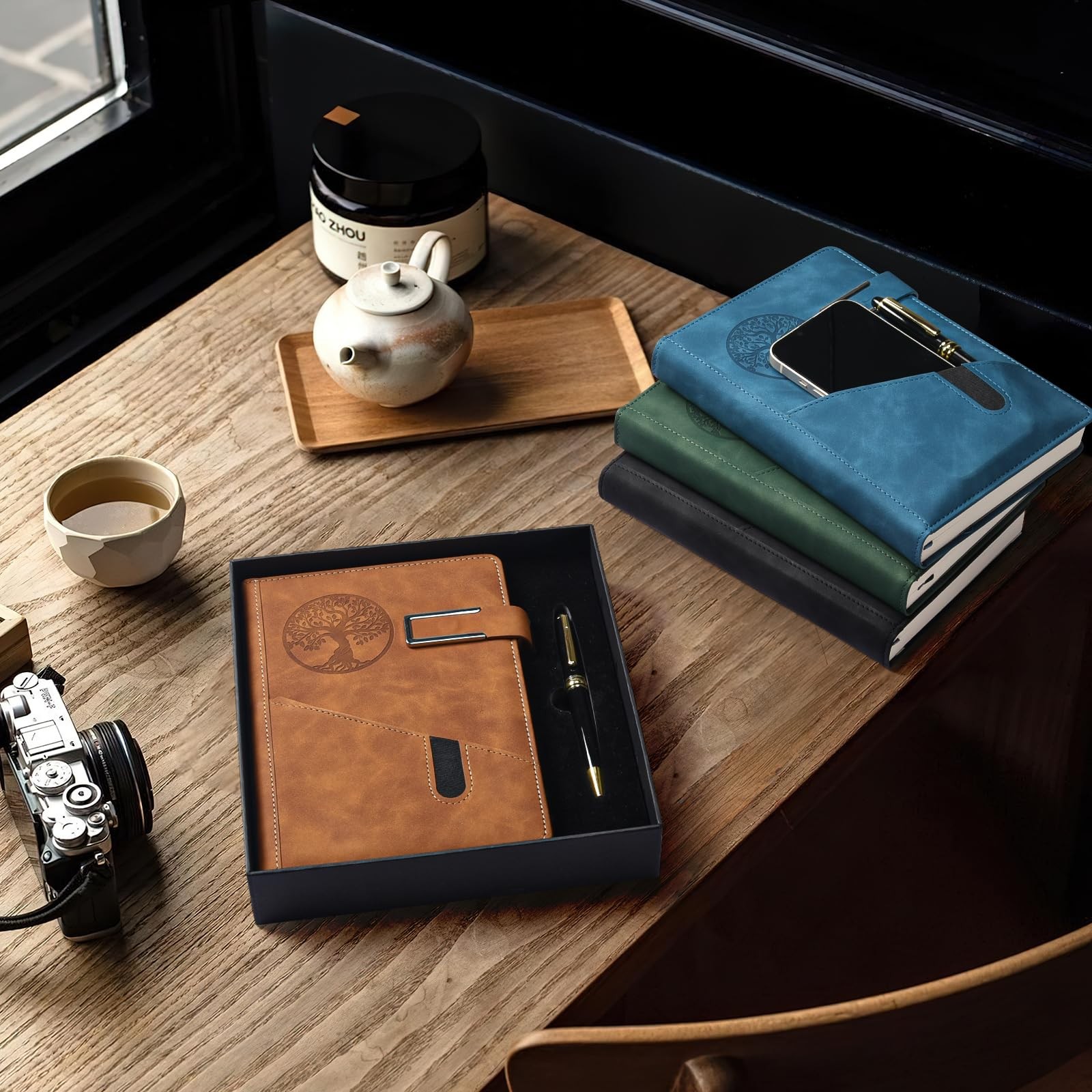 Lined Notebook Journal for Men Women, 365 Pages Numbered College A5, Black