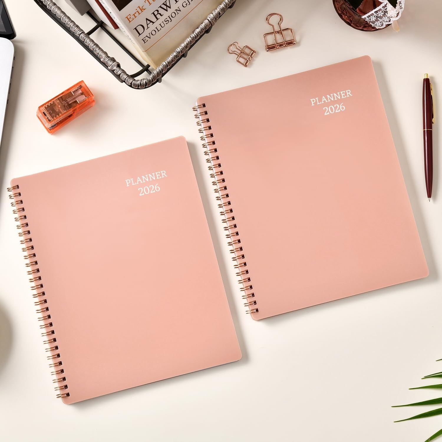 2026 Calendar Planner – Waterproof 8″ x 10″ with Twin-Wire Binding – Rose Gold