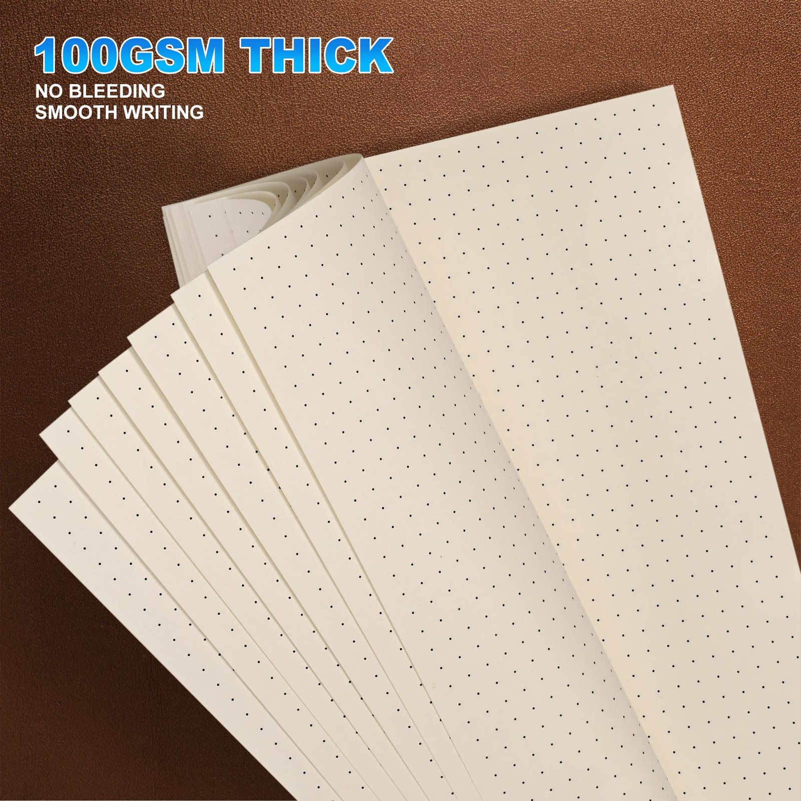 A6 Dot Grid Paper, 6 Hole Punched,A6 Dotted Refill Paper for Beige