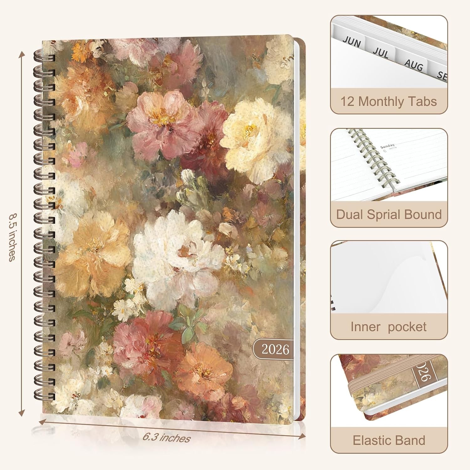 2026 Planner Weekly Monthly Calendar Planner Agenda,Jan 2026 -Dec 2026, Planning