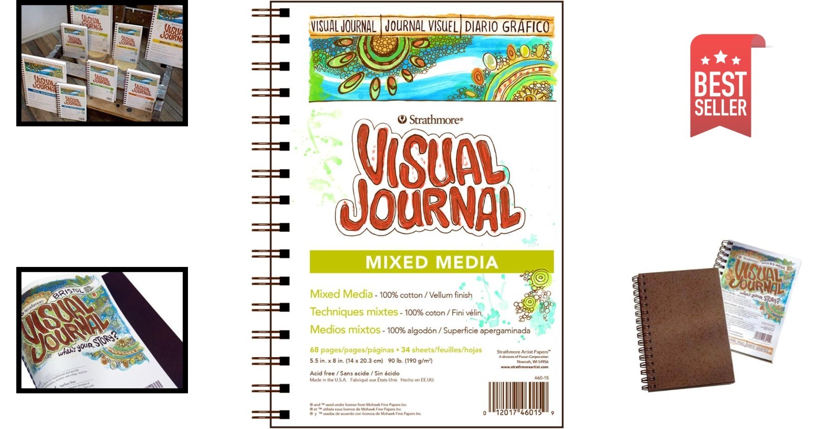 Compact 34-Page Visual Journal, Perfect for Scrapbooking and Mixed Media Art
