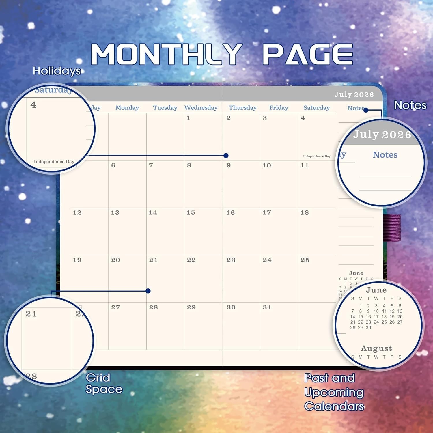 Portable 36- Planner 2026-2029: Inner Pocket & Pen Holder Included