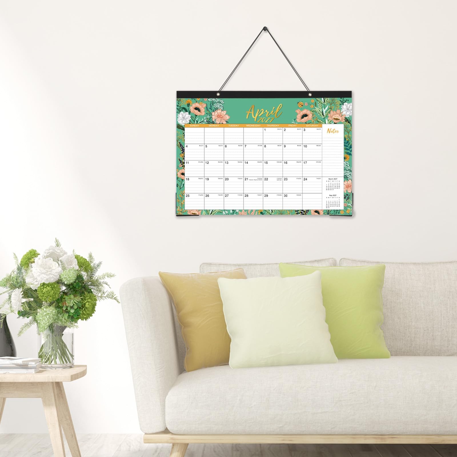 Desk Calendar 2026-2027 – Jul 2026 – Dec 17” x 12” – Flowers, Multicolor