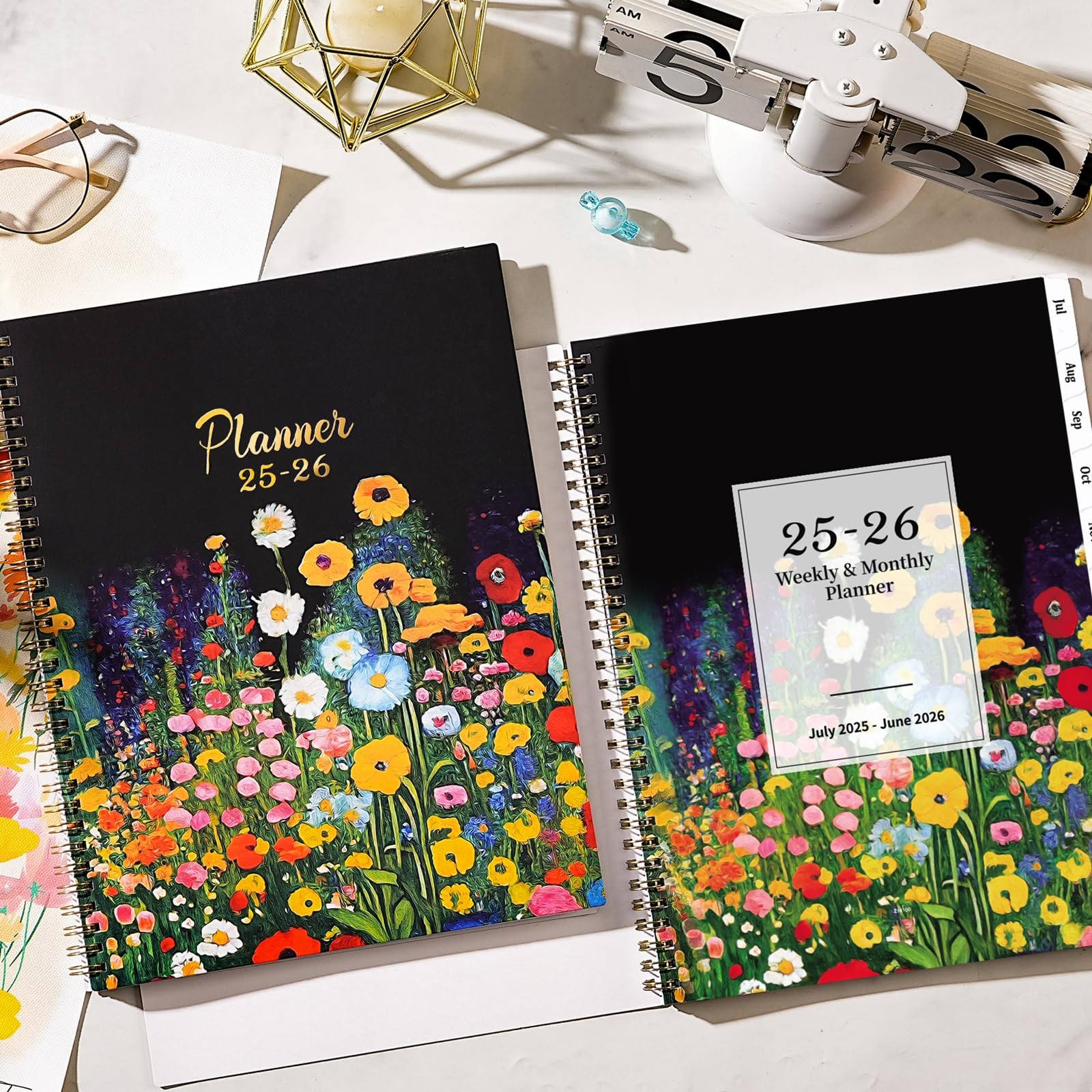 2025-2026 Planner – Weekly and Monthly, July Letter, Black