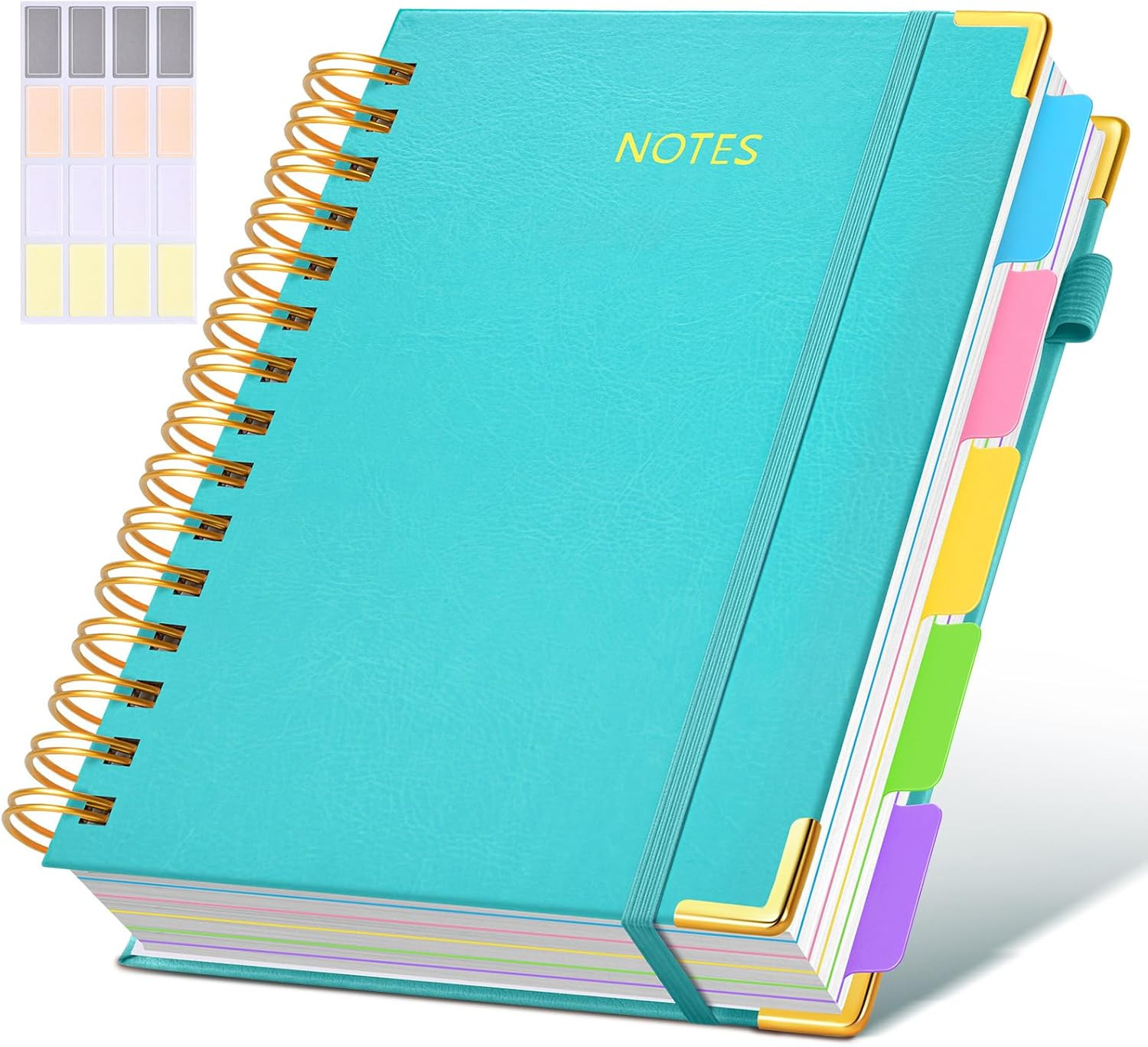 Hardcover Spiral Notebook Journal with Removable Dividers Tabs, 300 Pages Leathe