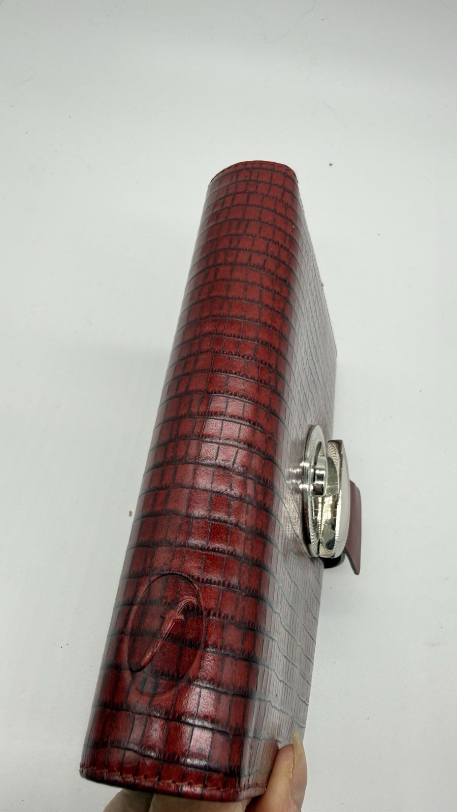 Filofax Ruby red Deco Personal size planner Organizer Italian Leather Croc. Embo