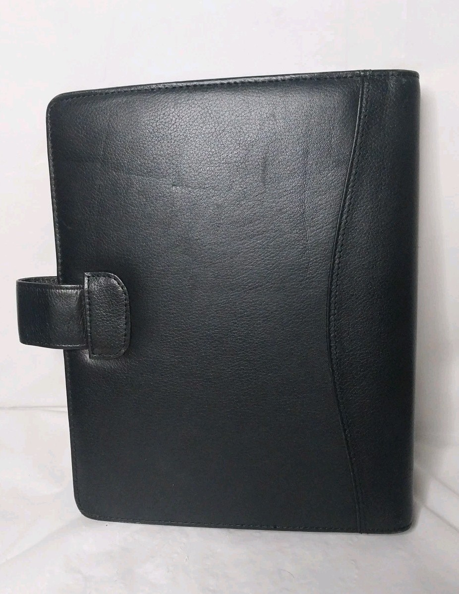 Vintage Daytimer Planner Binder Black Leather 7 Ring Organizer 9.5″ X 7.5″