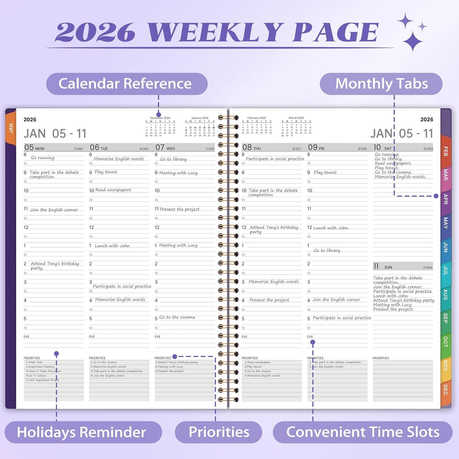 2026 Appointment Book/Planner – 8.2″ X 11″, Daily Planner 2026 from Jan. 2026 –