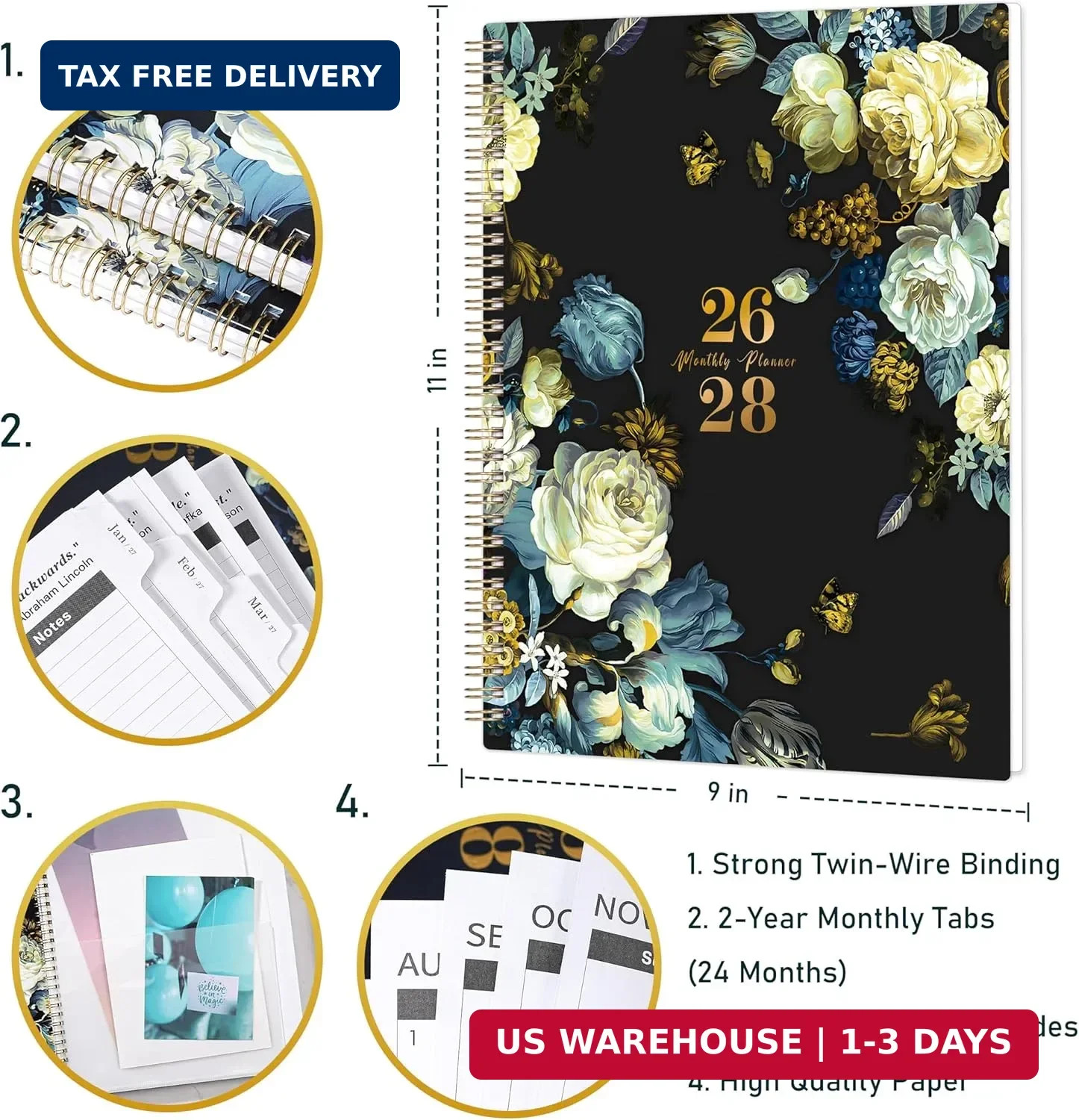 Monthly Planner 2026-2028 – 2 Year Planner 2026-2028, JUL. 2026 – JUN. 2028, 9”