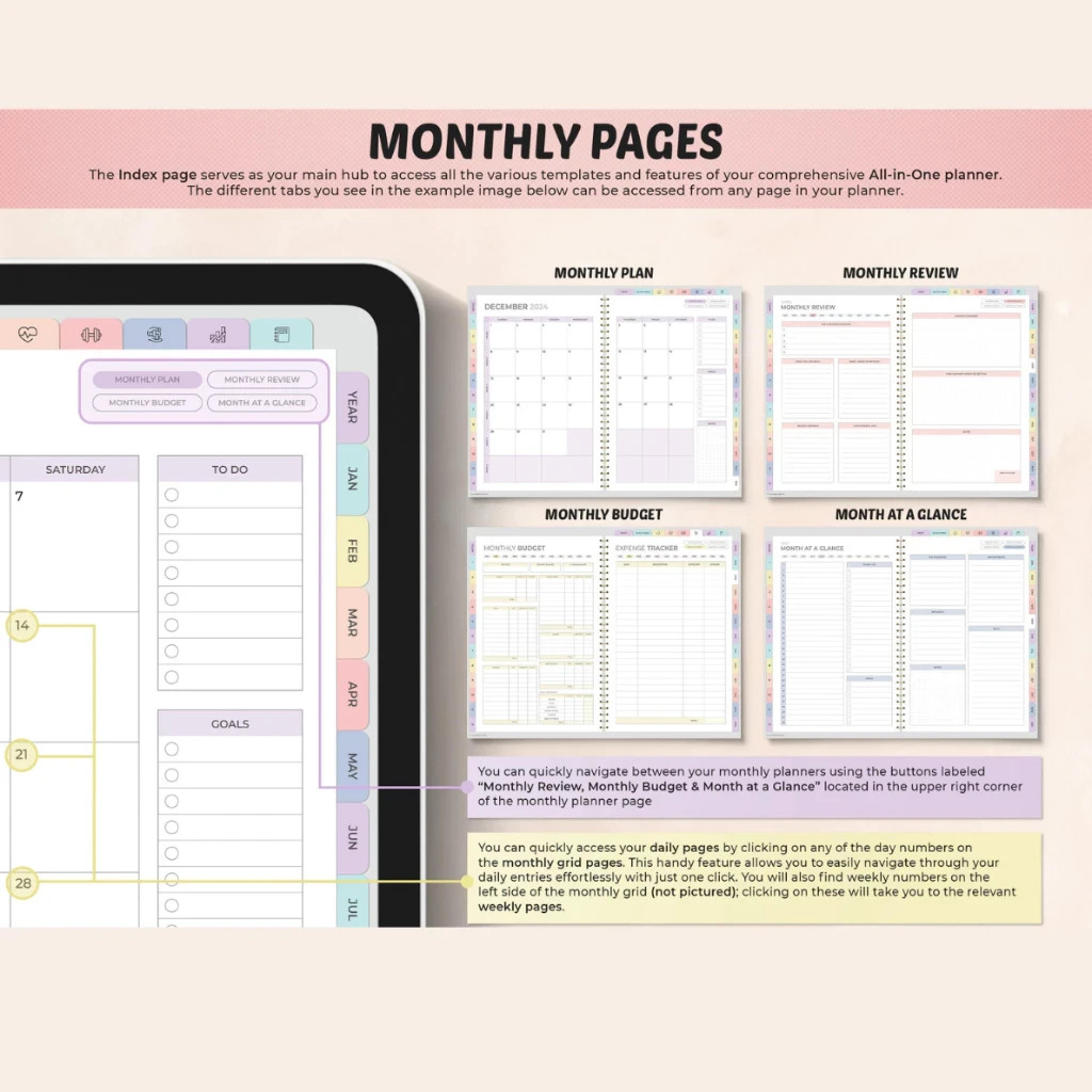 🔥FAST🔥 All In One Digital Planner 2026 and Undated | Daily Weekly Monthly Plan