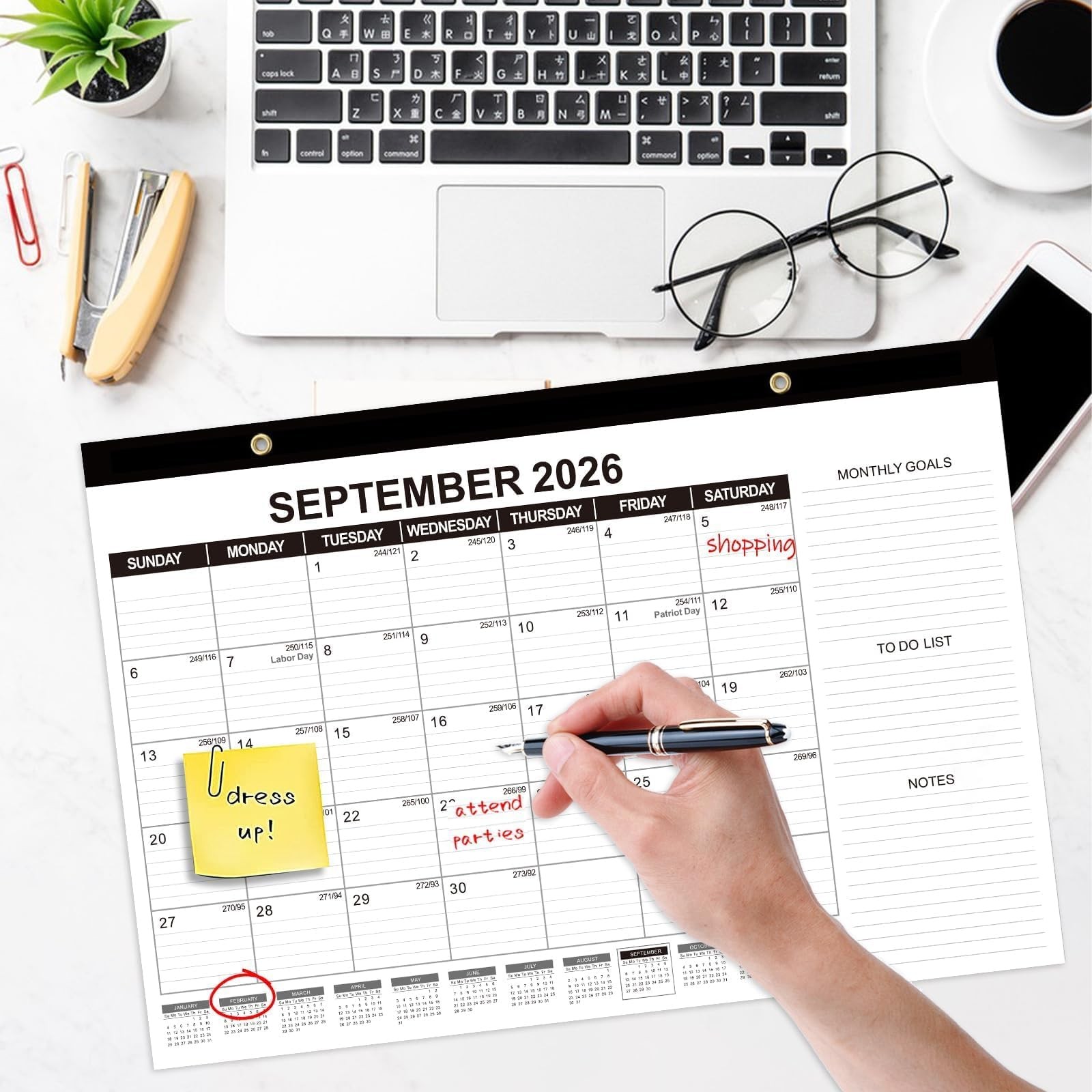 GuassLee Desk Calendar 2025, 2 Packs, 19 Months 17″ × 11.5″ 2 pack