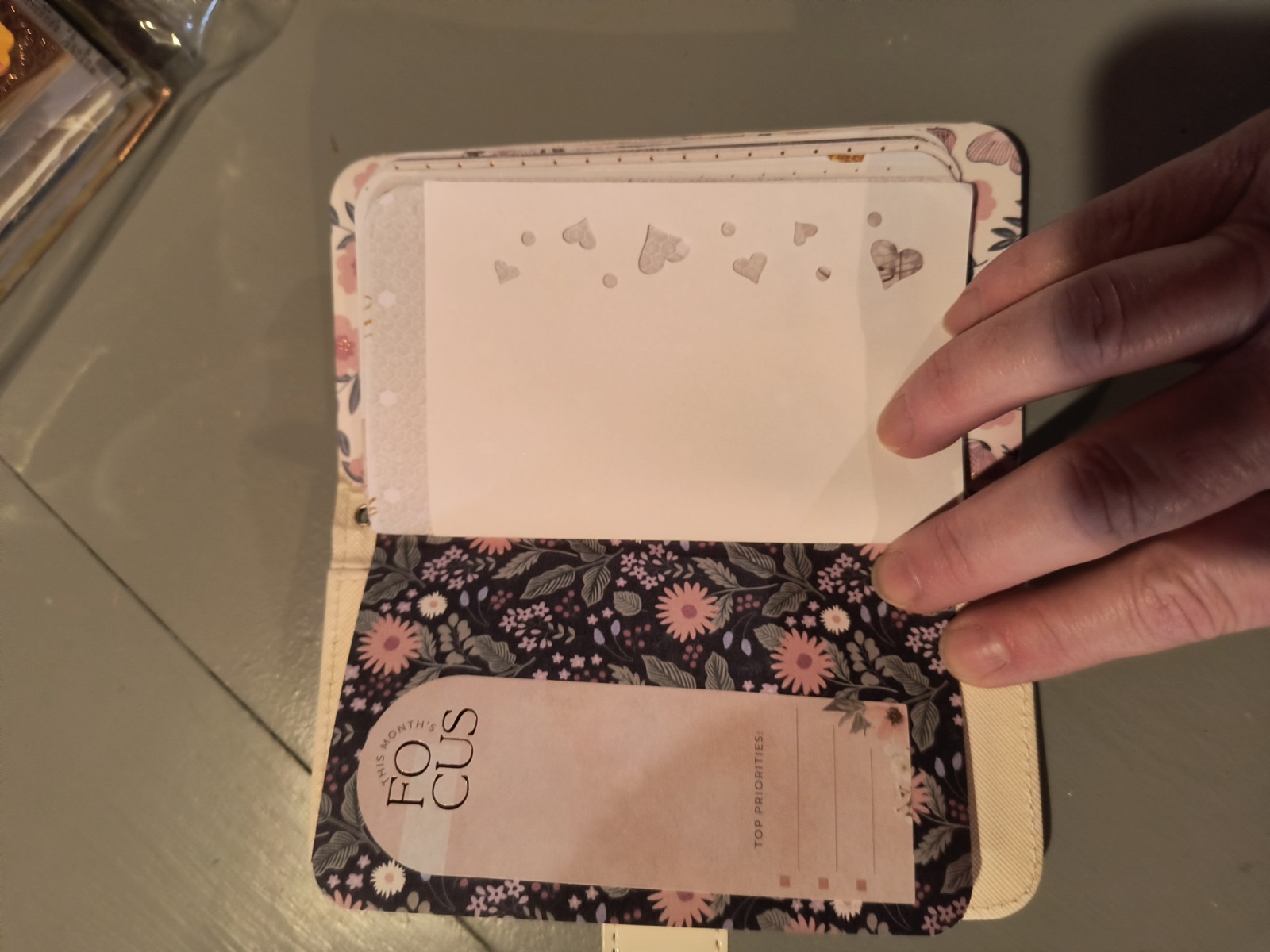 small upcycled phone case junk journal white religious theme with pen