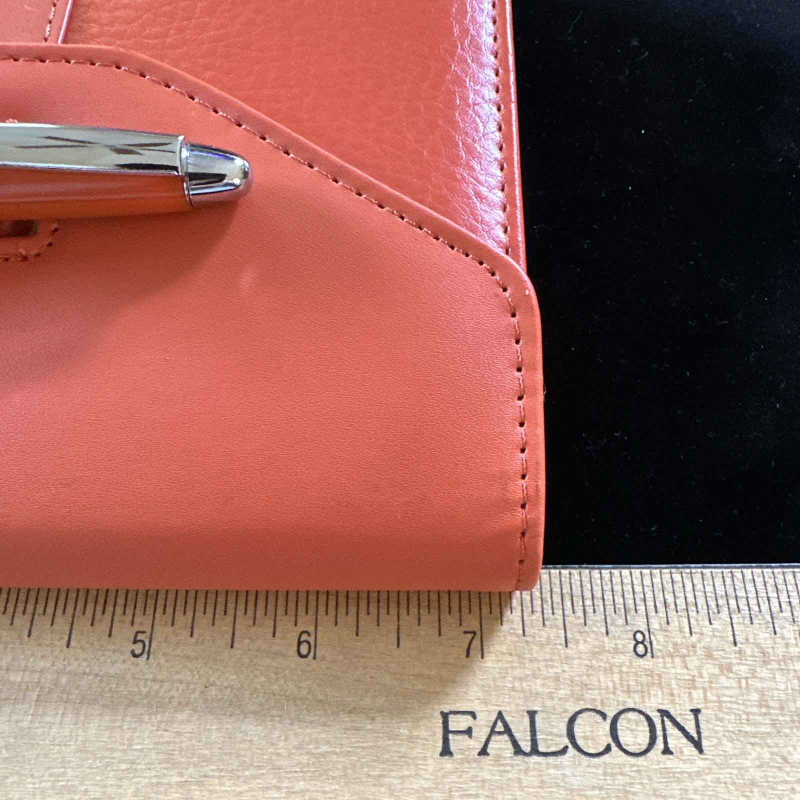 VTG Orange Pocket Planner Organizer 6 Ring Binder Faux Leather Pen Wallet Style