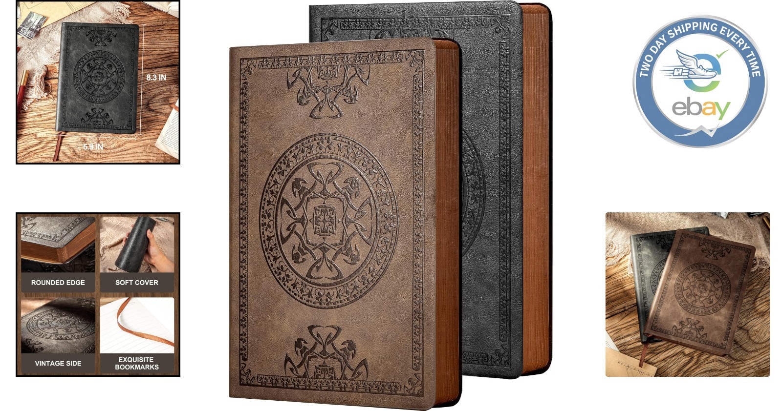 Luxury Vintage Leather Journal 2 Pack – Soft Cover Travel Diary, 5.7″ x 8.3″