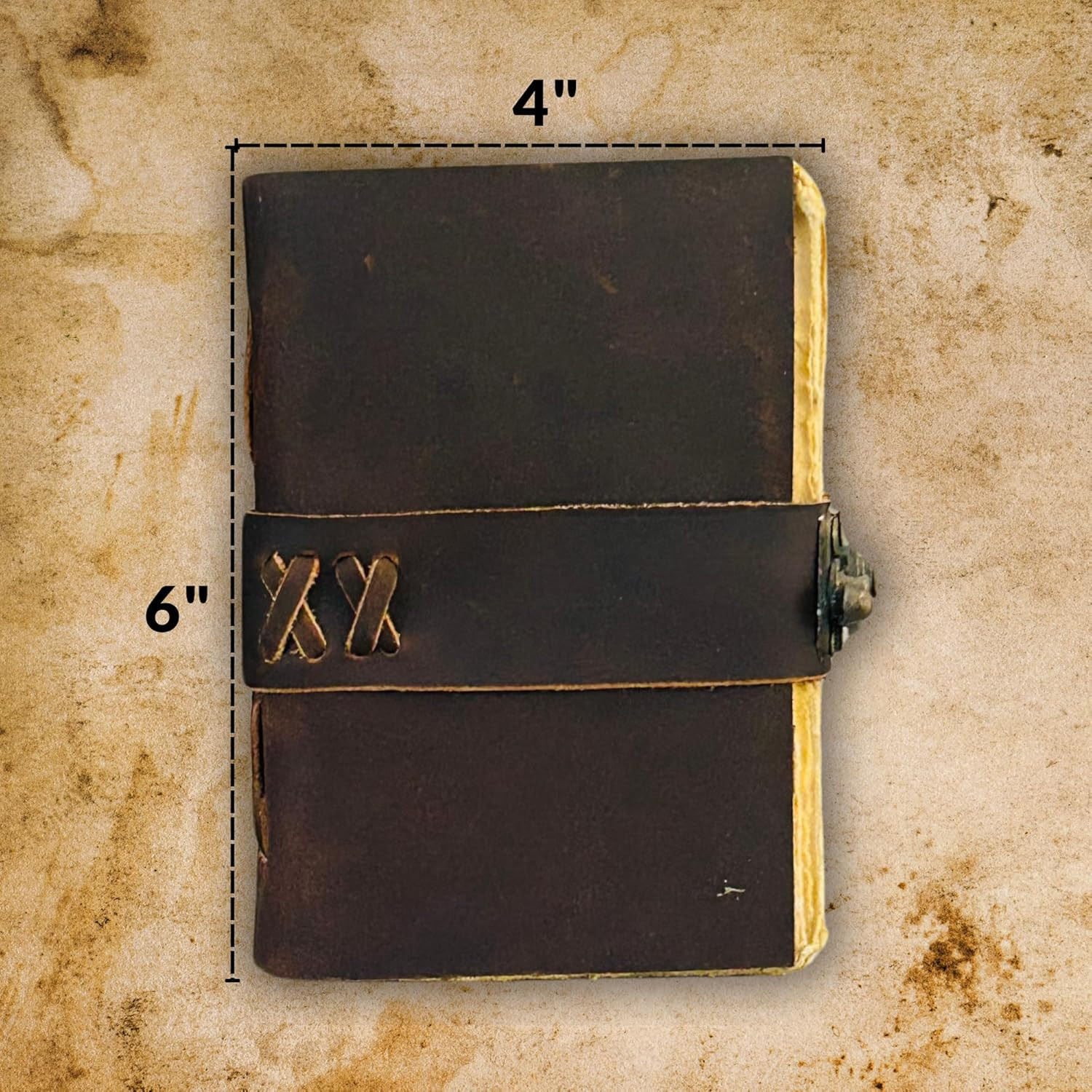 Small Vintage Leather Journal – 4″ X 6″ Book of Spell Handmade Leather Bound