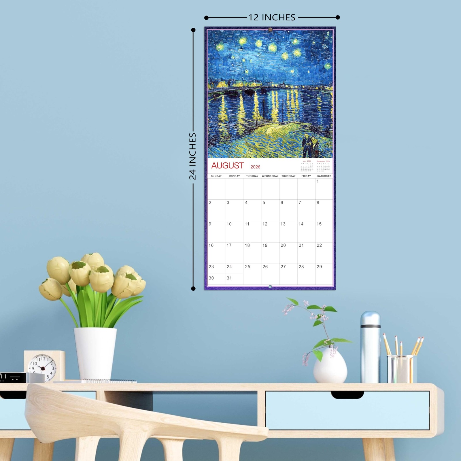 Wall Calendar 2026-2027 – 2026-2027, 18-Month Monthly Medium, blue
