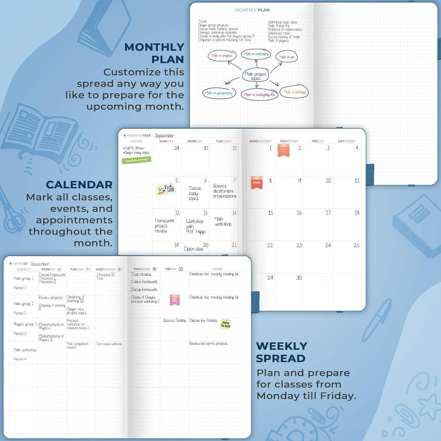 Clever Fox Teacher Planner School Year Planner in Mystic Blue