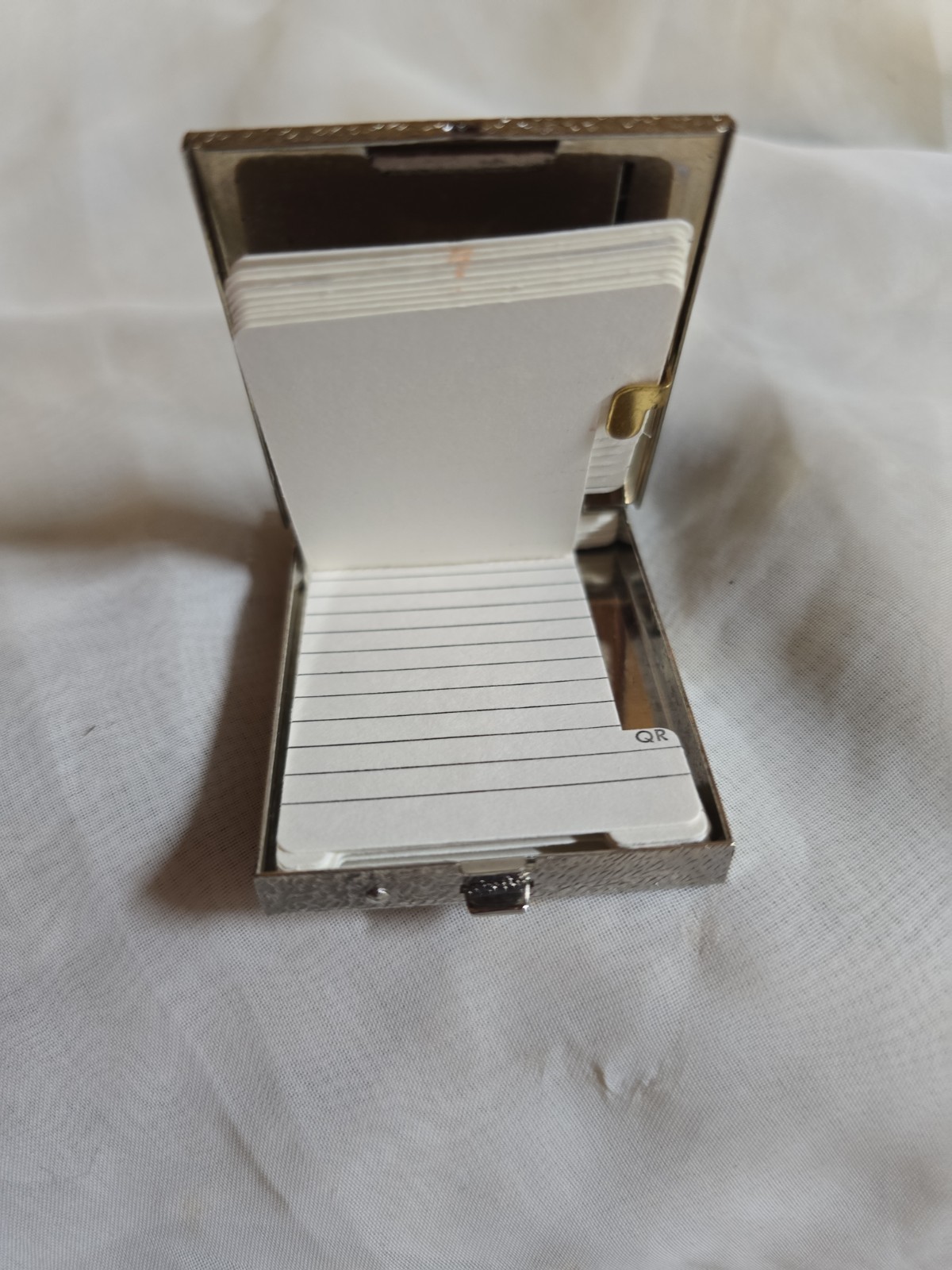 Vintage Miniature Metal Pocket Address Book w/ Alphabet Index Tabs, Lined Pages