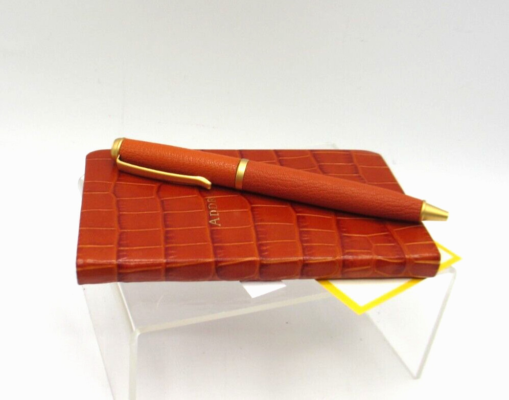 Graphic Image Address Book Pocket Size 3×5″ Leather Cover Orange Crocodile