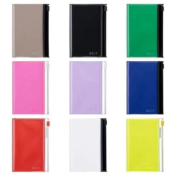 MARK’S EDiT Grid Notebook, B7, with PVC Cover, Zip pocket and Refillable BLACK