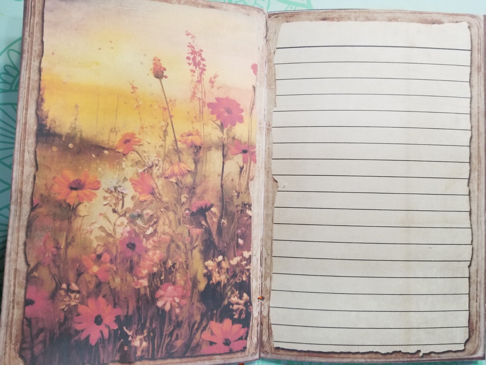 Junk Journal Booklet “WILDFLOWERS” BOTANICAL HANDMADE Cards, Pockets,