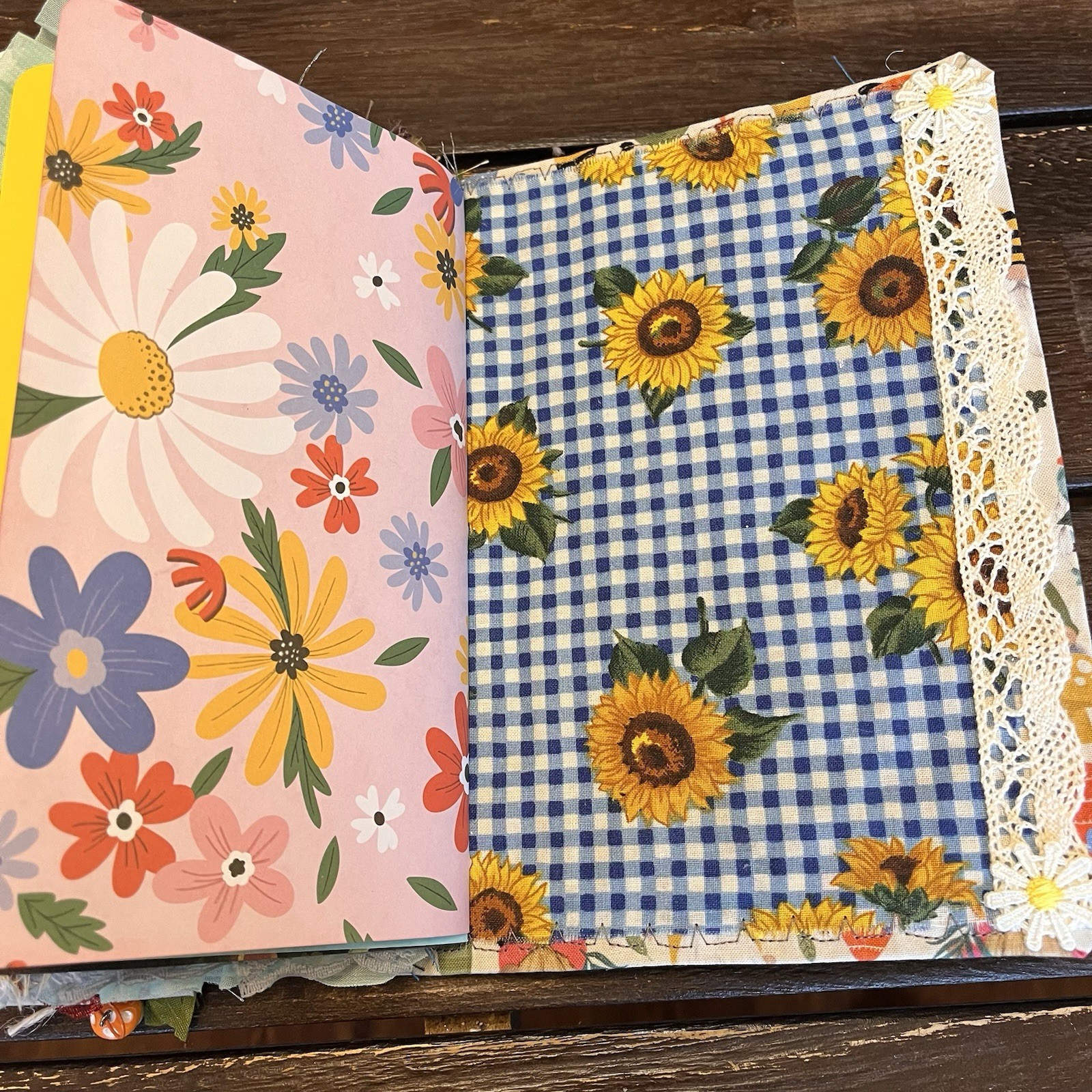 Gnome Sunflower Themed Junk Journal Woodland Nature Softcover 3 Signatures