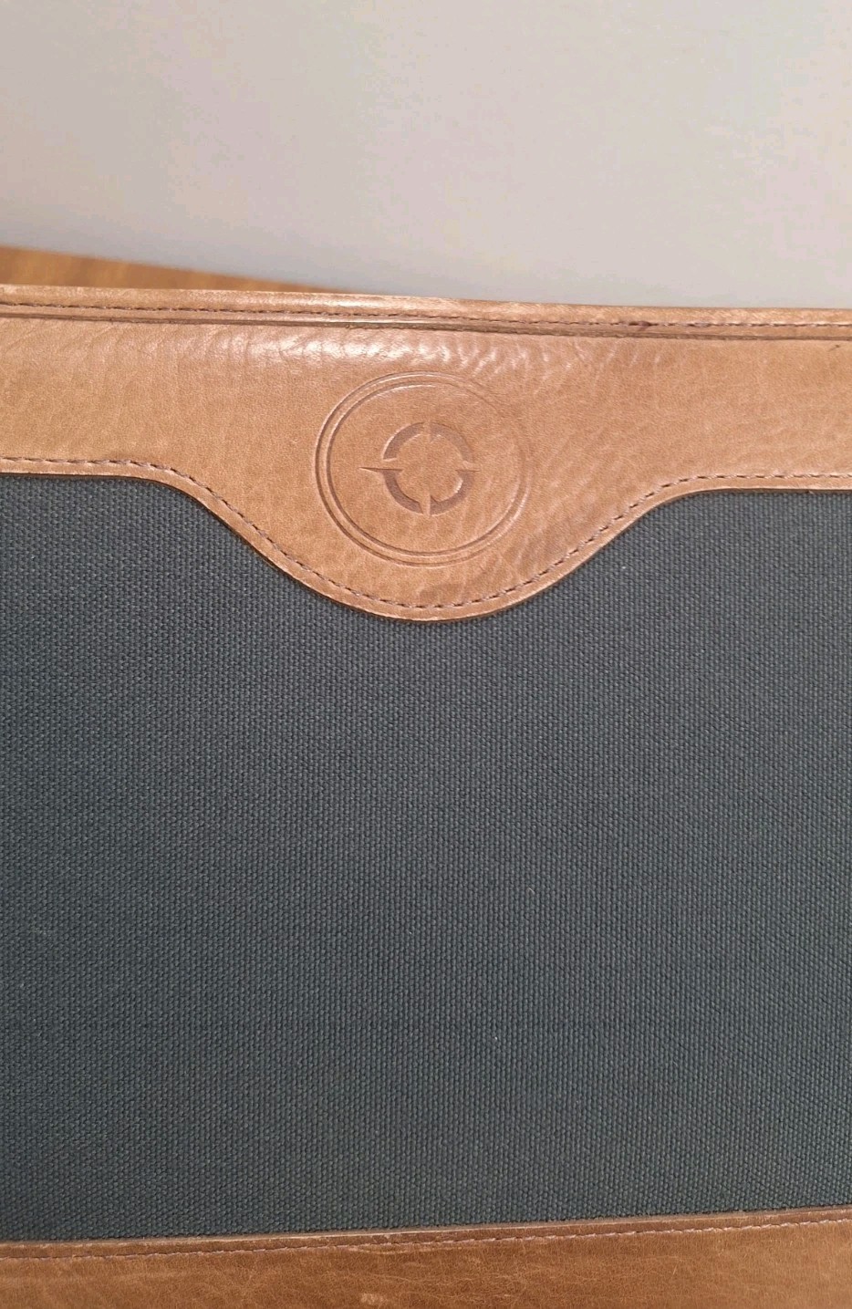 Vtg Franklin Covey Planner Dark Green Canvas Tan Leather Trim 8×10 Zip Closure
