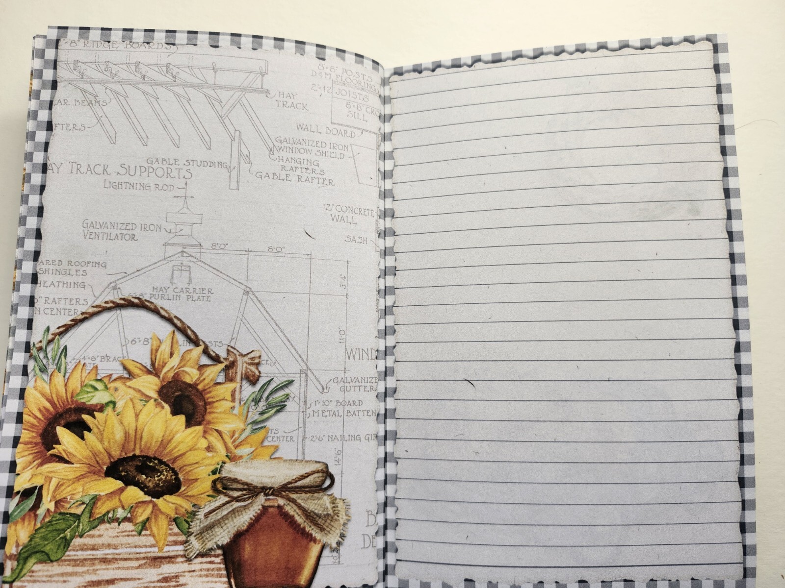Junk Journal Blank Booklet “BEE KIND” BEES Sunflowers HANDMADE + LG 40pg 9×6