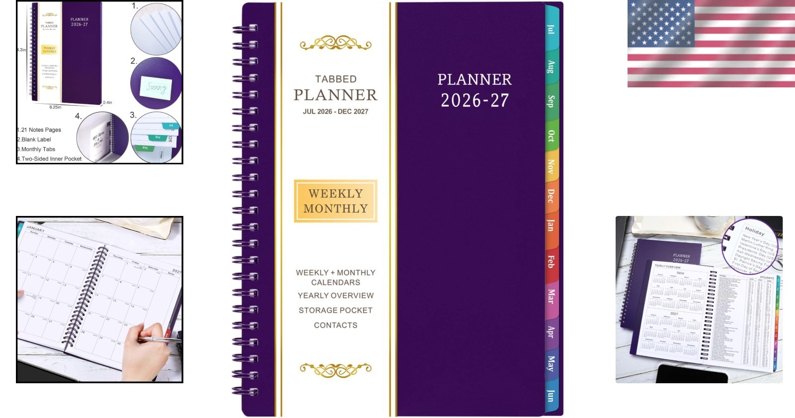 Stylish 2026-2027 Academic Planner – Twin-Wire Binding, Weekly & Monthly Pages