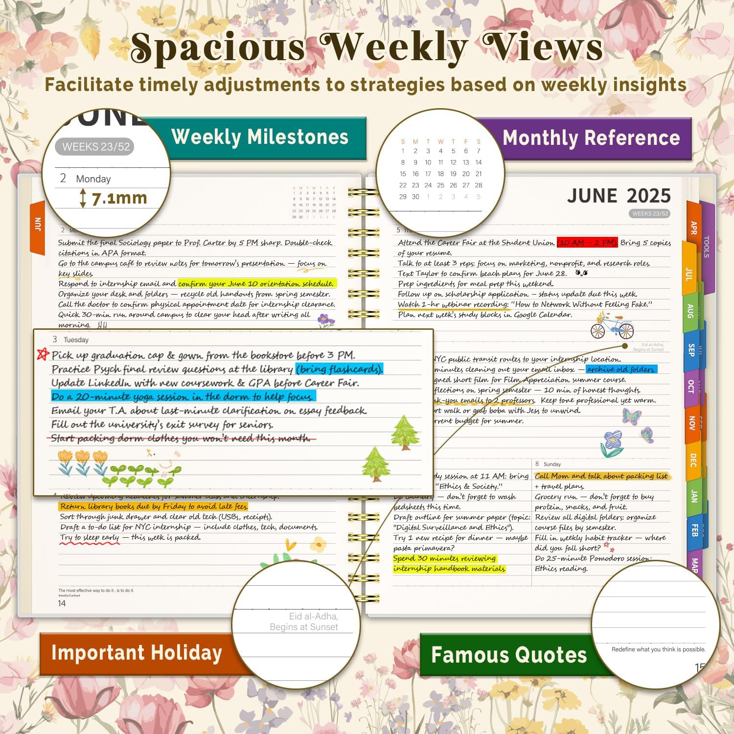 19 Months Academic Year Planner 2025 – 2026, Jun.25 – Dec.26 School Weekly an…