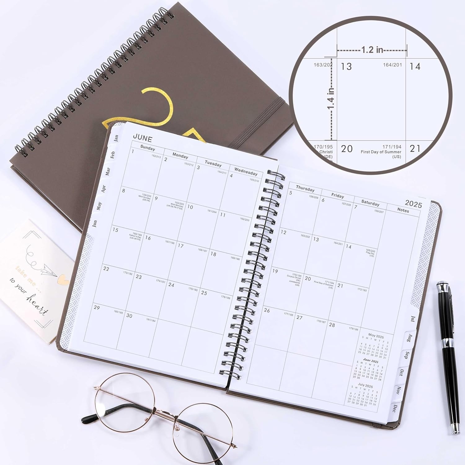 2025 Planner with Twin-Wire Binding – Weekly & Monthly Views, Grey Cover
