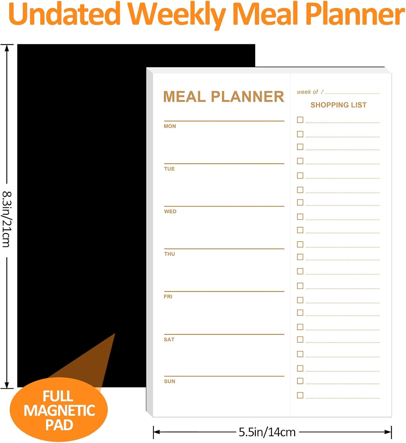 Weekly Meal Planner – 2 Pack Undated Tear-Off Sheets, Magnetic Meal Planner for