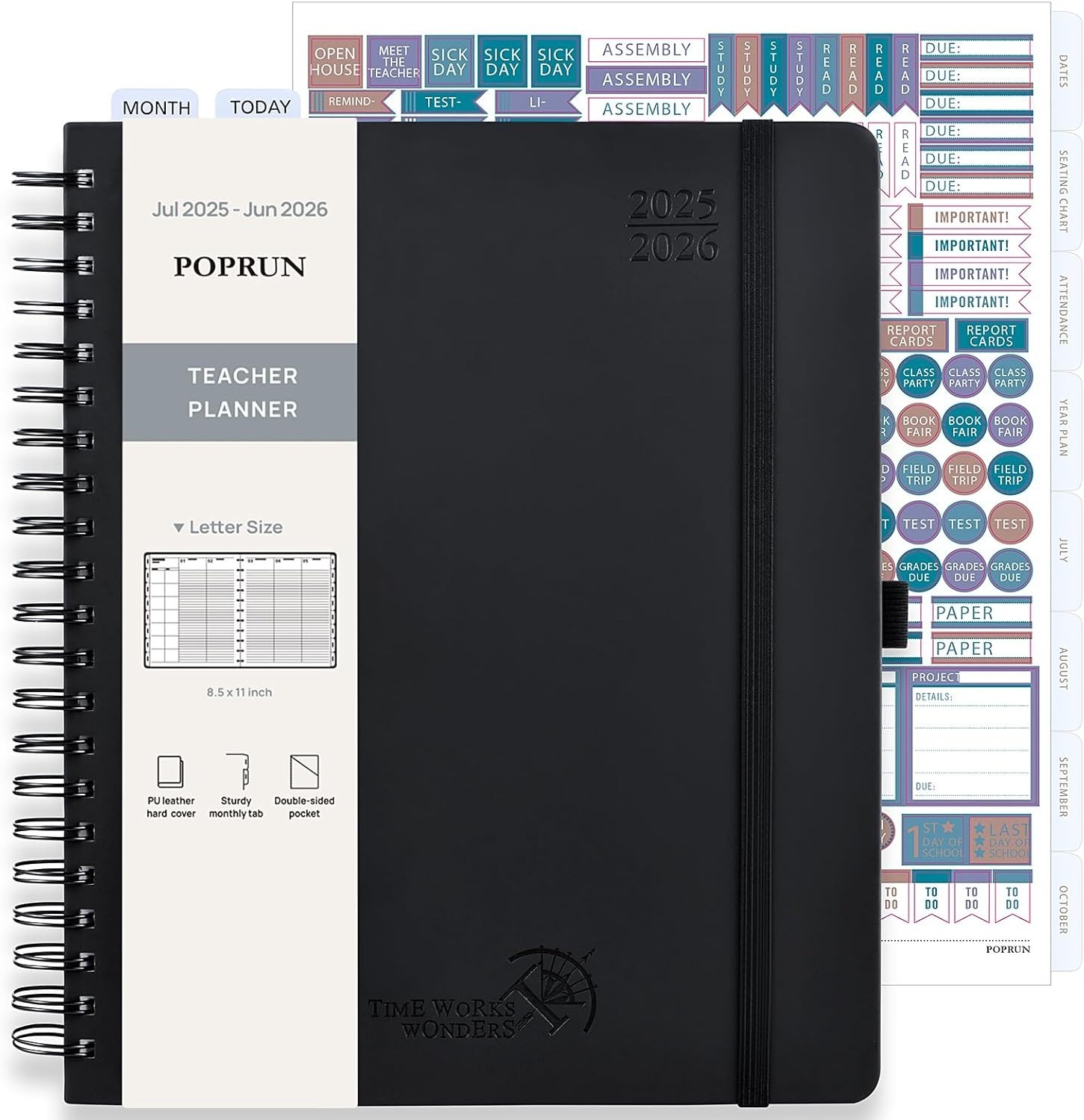 POPRUN Teacher Planner 2026-2027, 8.5″ x 11″, Academic Lesson Plan Book for Teac