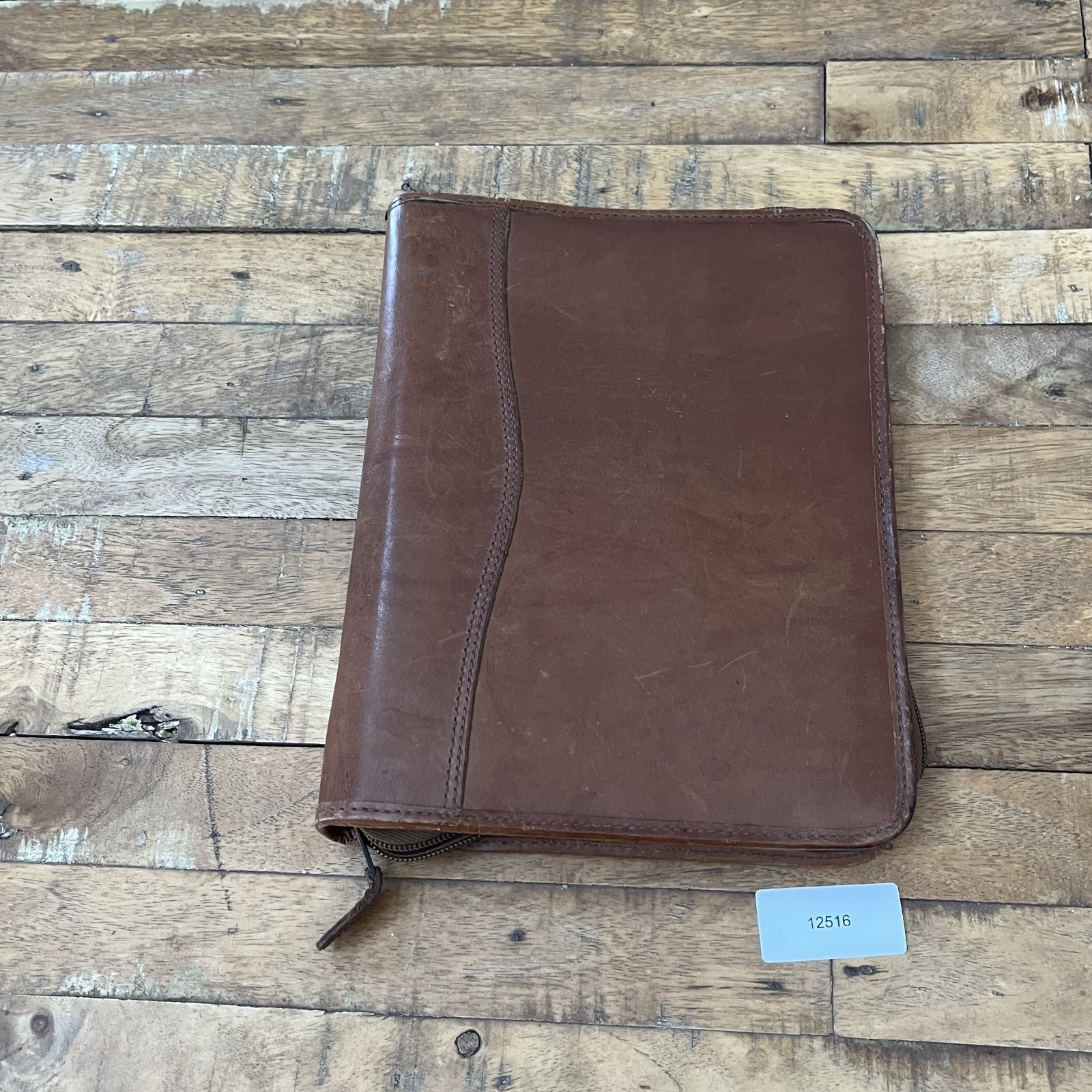 Vintage Day-Timer Genuine Leather Planner 7 Ring Organizer W/Zipper