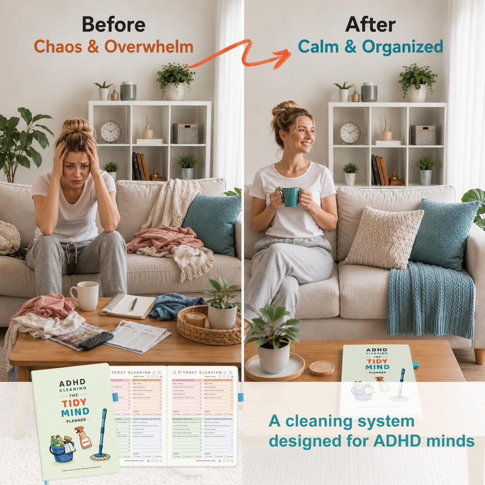 And Se Cleaning Planner, Undated Daily Weekly Monthly Household Chore Organizer