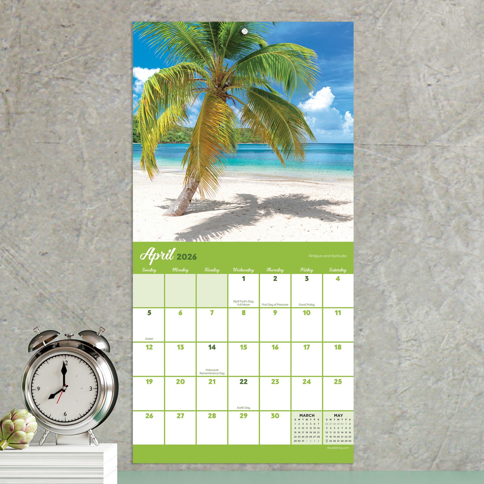 TF Publishing 2026 Tropical Beaches Mini Calendar with Monthly Grids