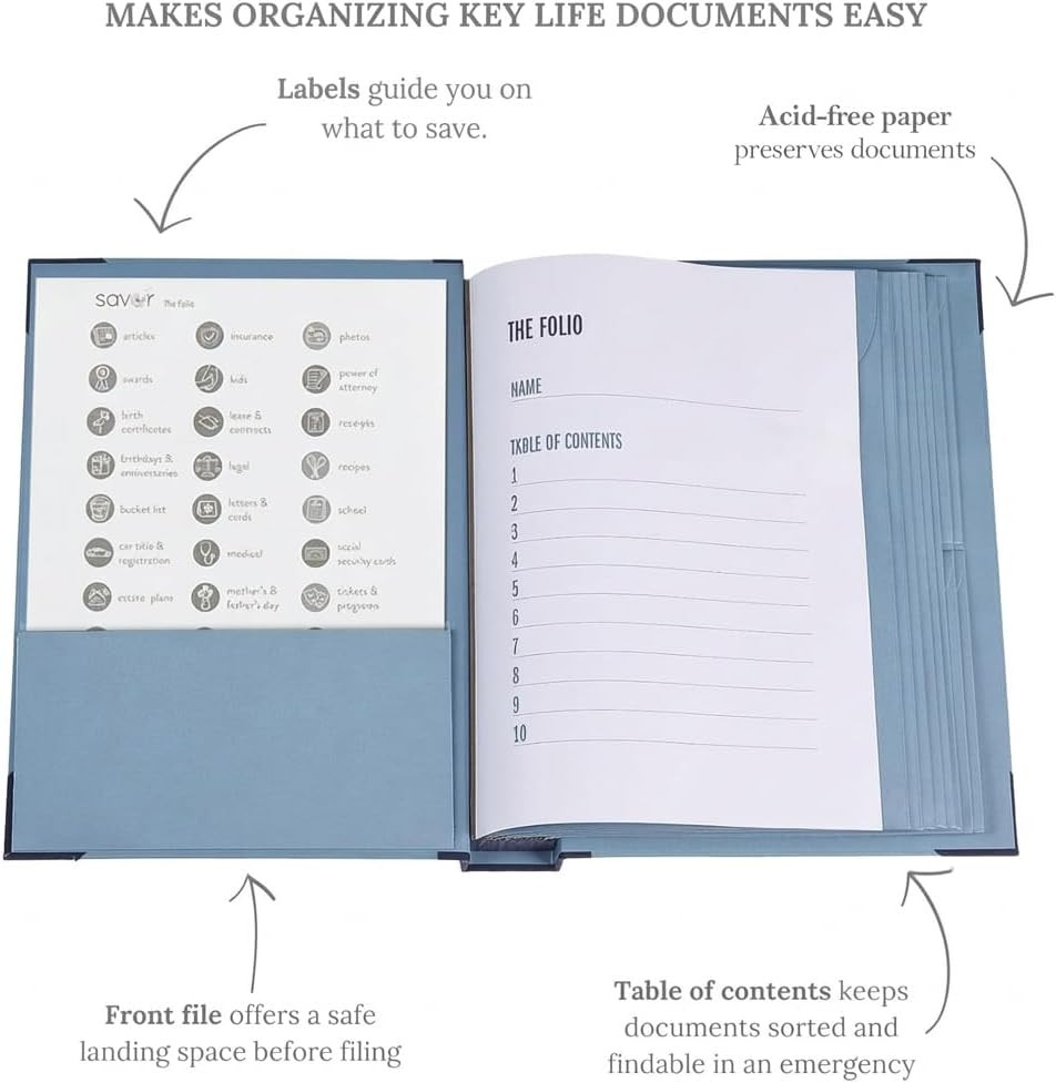 The Folio® Important Document Organizer by | Binder with Guided Labels, Acid-Fr