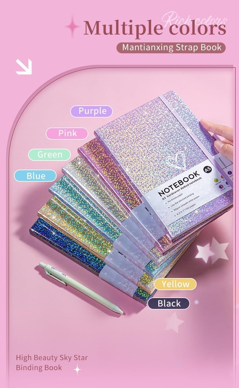 Bling A5 Notebook With Pen Lined Journal Notebook A5 Notepad For Girls Purple