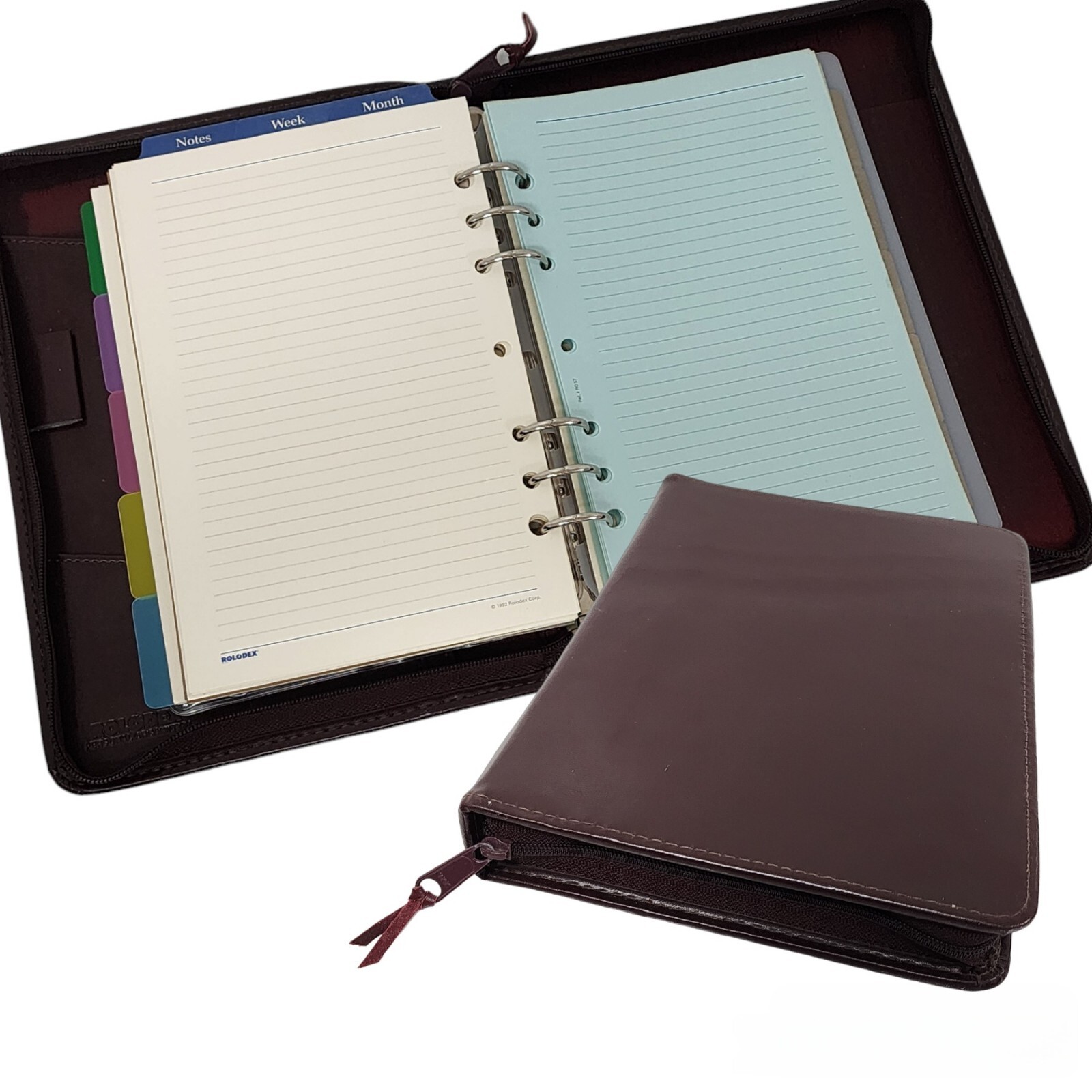 Vtg Rolodex Personal Organizer Portfolio Zip Around Dark Red Planner Journal