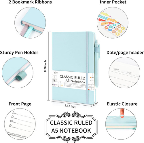 feela 24 Pack Journal Notebook Bulk for Work, Business 24 sky blue