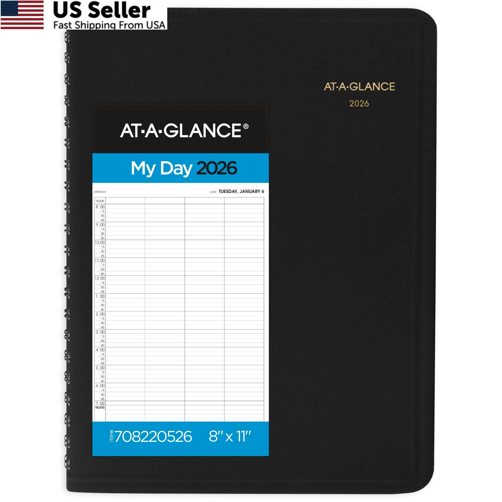 AT-A-GLANCE 2026 Appointment Book Planner, Daily, 8″ x Four Person, Black