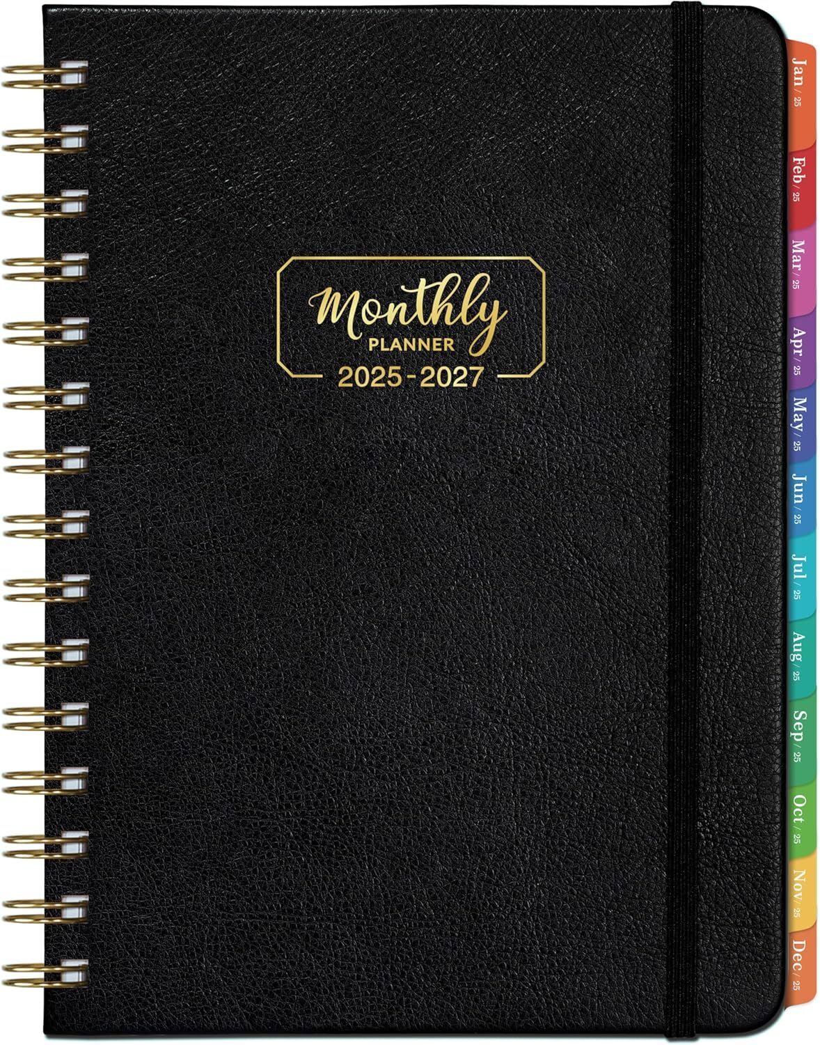 2025 2027 Monthly Planner Black Yearly Overview Thick Paper 6.4×8.5 Inches
