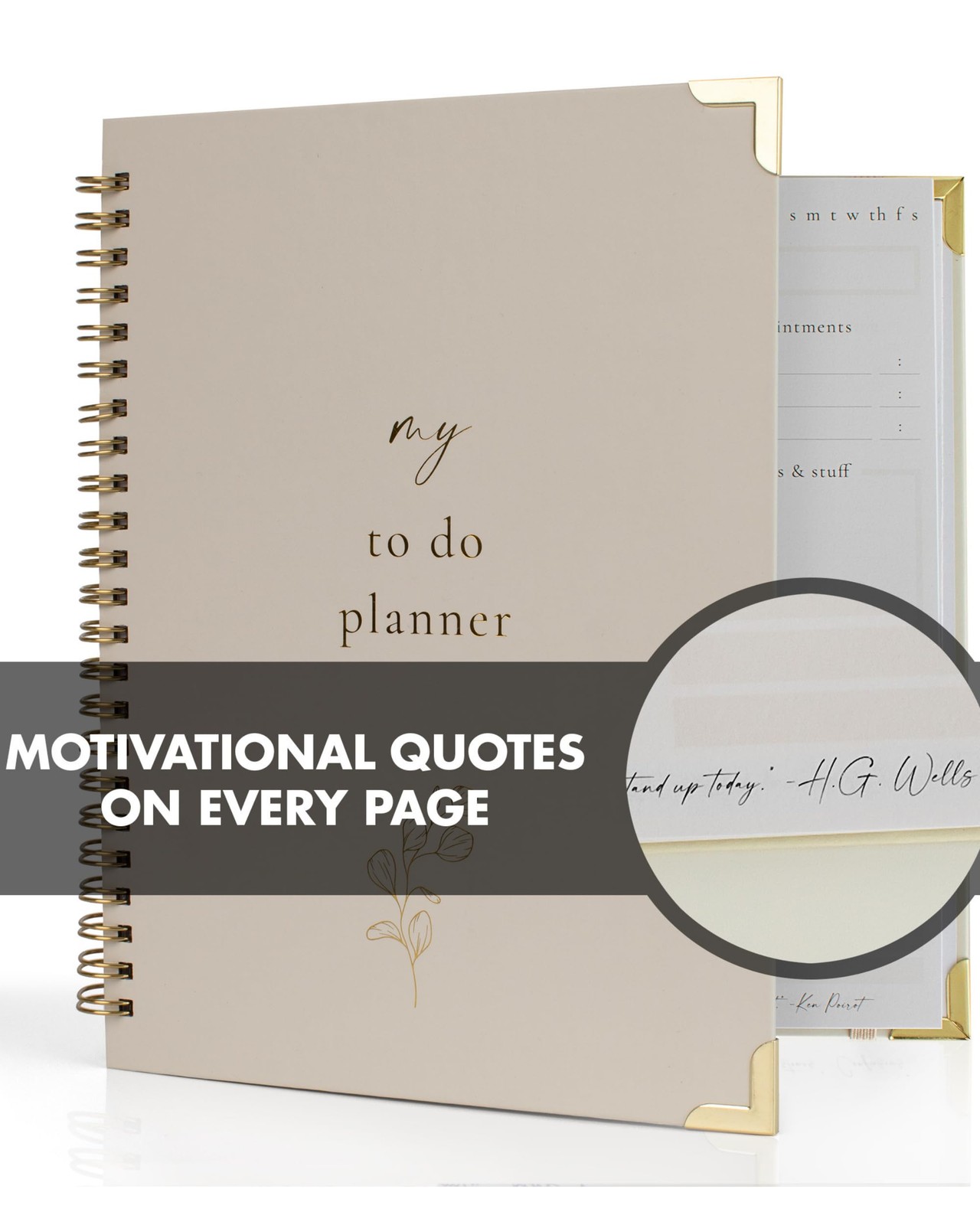 Beautiful To Do List Notebook 2026 (8.5 x 6.4 inches X 8.5 inches, Beige