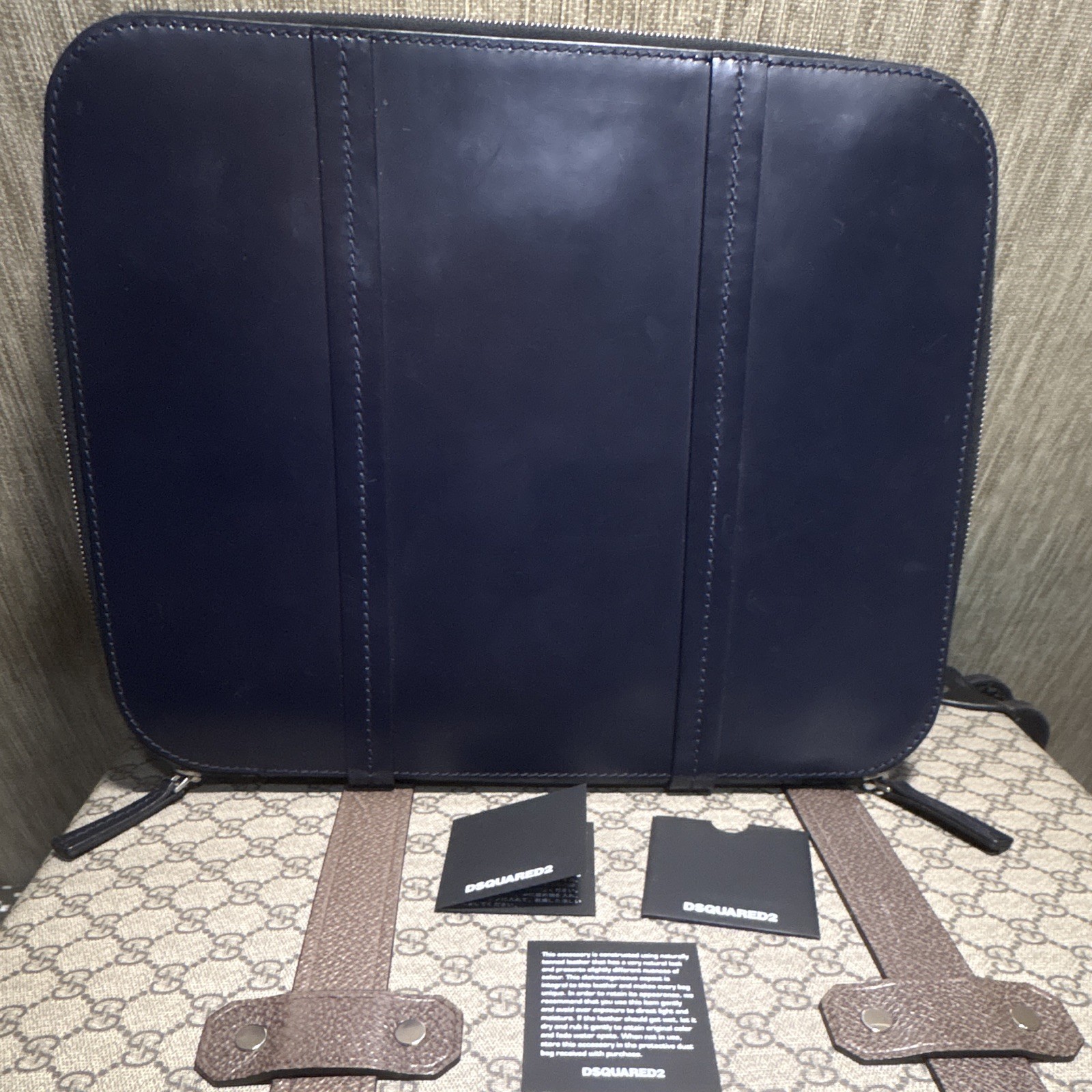 DSQUARED2 Black Zip-Around Portfolio Organizer Case with Document Pockets