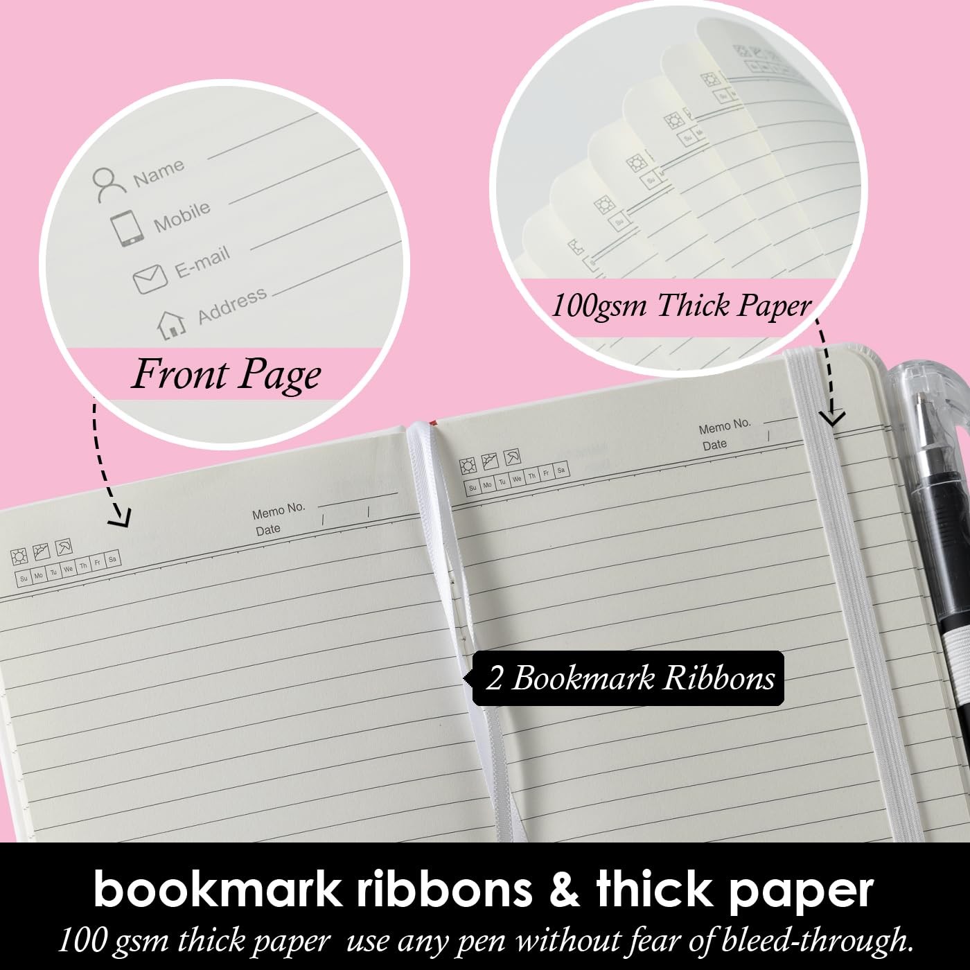 NIRMIRO Small Notebook Pocket Size Journal 3.7″ x 5.7″, 3 Pack, (White, Grey,…