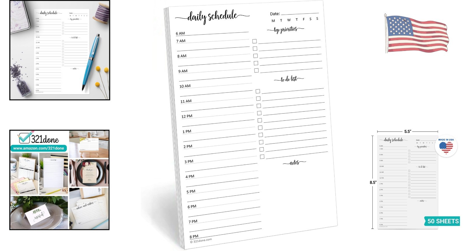 Made in USA: 5.5″ x 8.5″ Hourly Planner & Task Checklist – For Organized Days