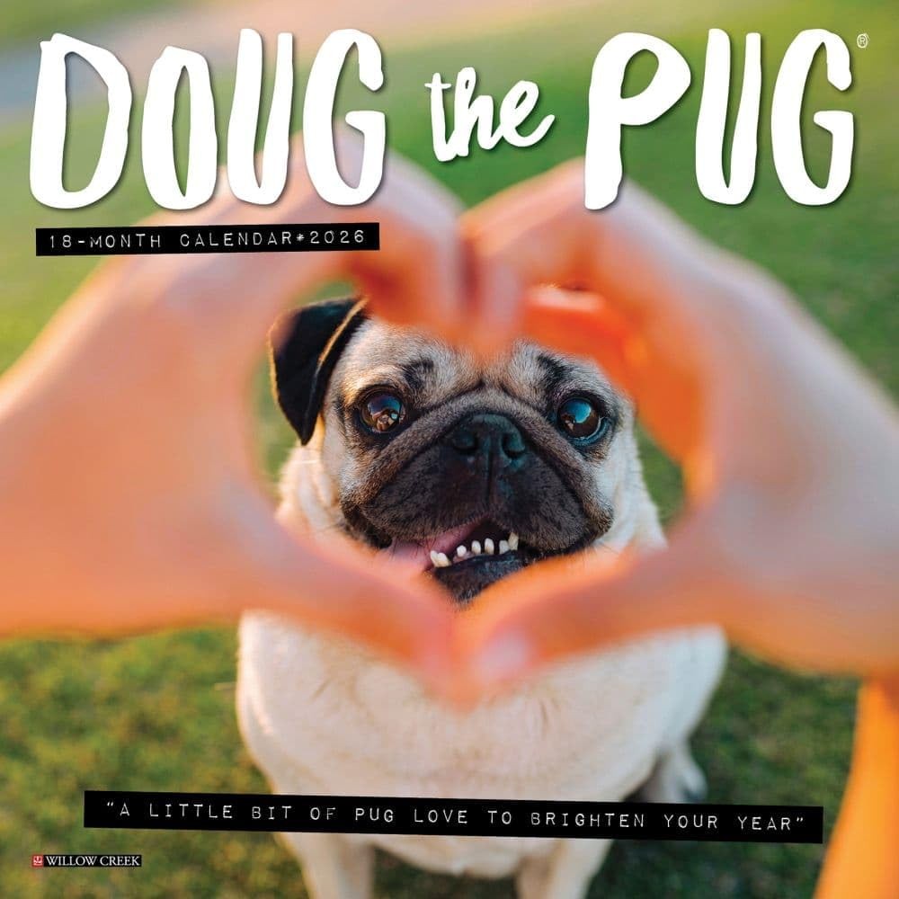 Willow Creek Press, Doug the Pug 2026 Mini Wall Calendar, 7” X 7”, Multi