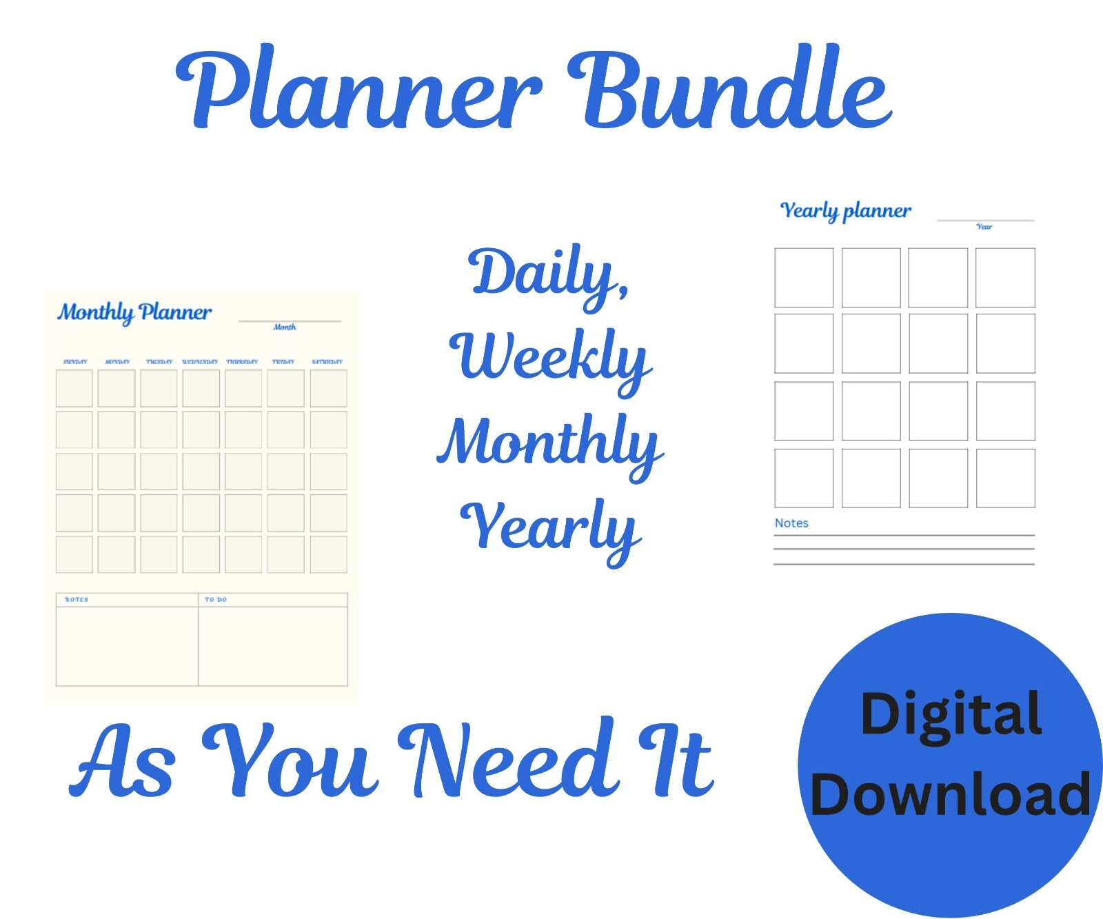 Printable PDF Digital Planner Bundle Letter size For 2025