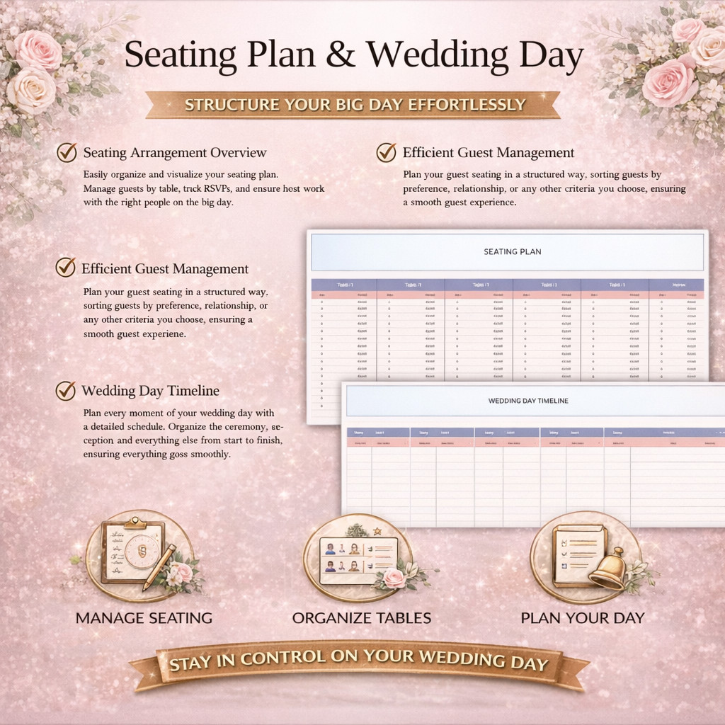 Wedding Planner Spreadsheet Template Budget & Guest List Tracker Excel Sheets