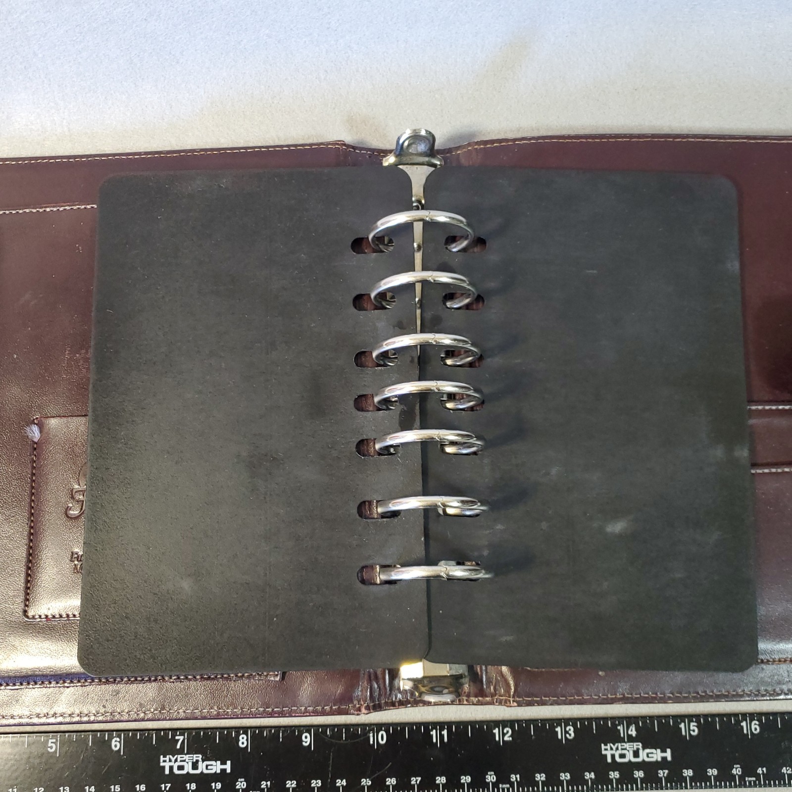 Franklin Full Grain Leather Day Timer Planner 7 Ring Red Brown Binder Vtg *READ*